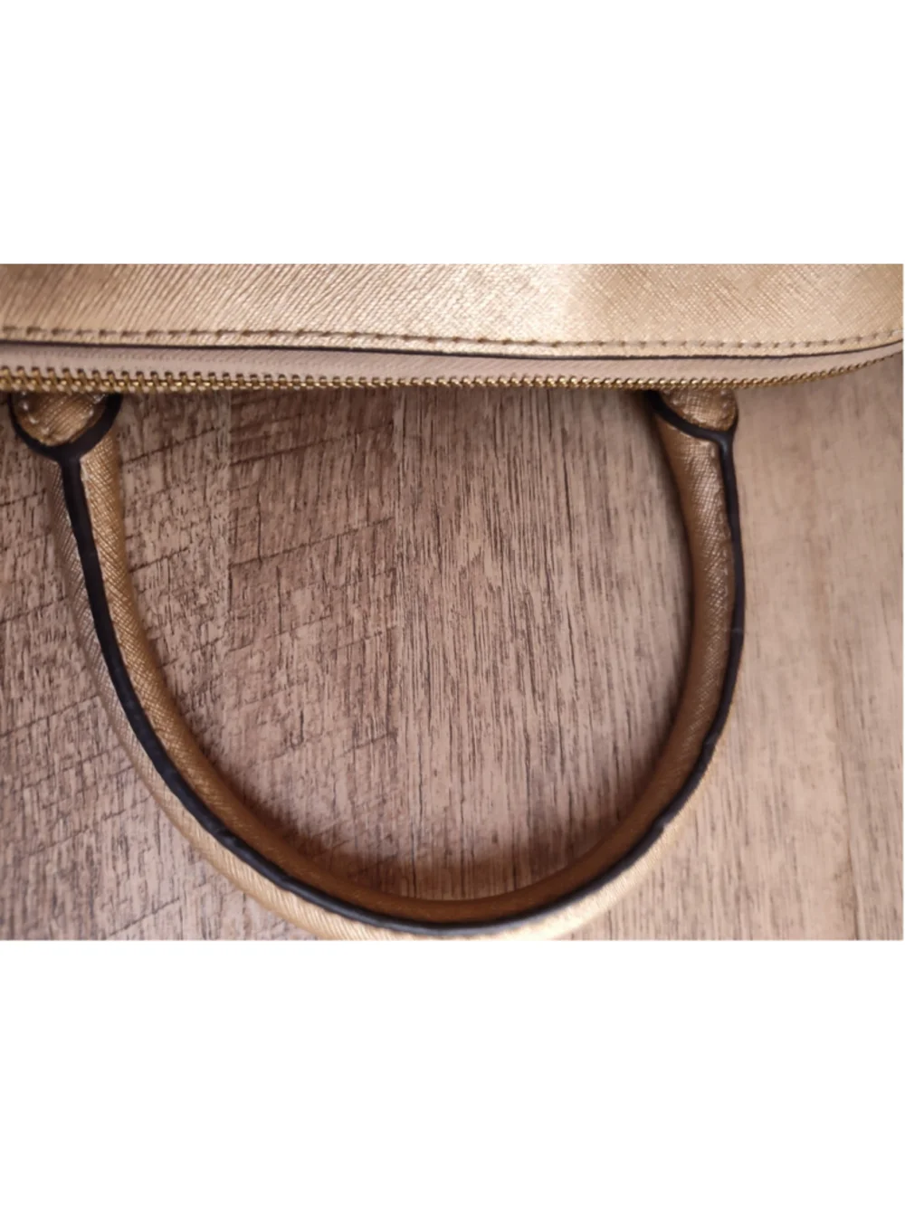 Michael Kors Gold Leather Satchel Handbag